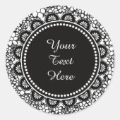Hand Drawn Black and White Flower Pattern Custom Ronde Sticker (Voorkant)