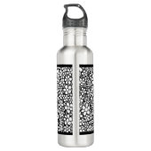 Hand Drawn Black and White Flower Pattern Monogram Waterfles (Achterkant)