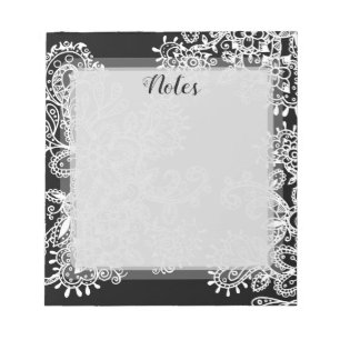 Hand Drawn Black and White Mandala Flowers Doodle Notitieblok