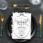 Hand-drawn Black Bow Cap Diploma Graduation Party Kaart