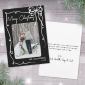 Hand Drawn Black Bow Whimsical Christmas Feestdagenkaart