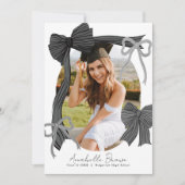 Hand-drawn Black Bows Photo Graduation Party Kaart (Voorkant)