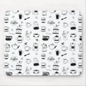 Hand Drawn Black Coffee en Cafe Pattern Muismat (Voorkant)