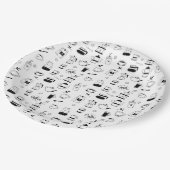 Hand Drawn Black Coffee en Cafe Pattern Papieren Bordje (Gekanteld)