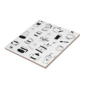 Hand Drawn Black Coffee en Cafe Pattern Tegeltje (Zijkant)