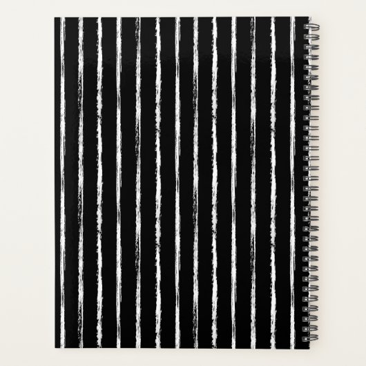 Hand Drawn Black & White Stripes Yearly Planner (Achterkant)