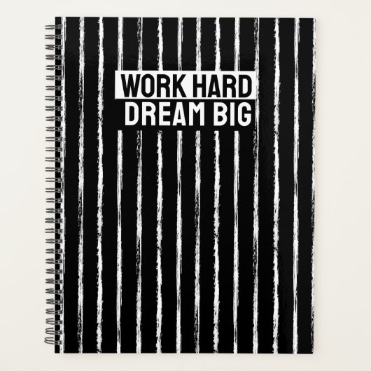 Hand Drawn Black & White Stripes Yearly Planner (Voorkant)