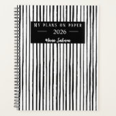 Hand Drawn Black & White Stripes Yearly Planner (Voorkant)