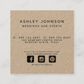 Hand Drawn Black Wreater Monogram Initiaal Kraft Vierkante Visitekaartje (Achterkant)