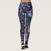 Hand-Drawn Blauwe, Paarse & Zwarte Gekke Cirkels, Leggings (Achterkant)