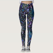 Hand-Drawn Blauwe, Paarse & Zwarte Gekke Cirkels, Leggings (Voorkant)