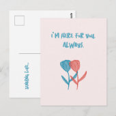 Hand-drawn blue and pink tulips mosaic-inspired briefkaart (Voorkant / Achterkant)