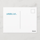 Hand-drawn blue and pink tulips mosaic-inspired briefkaart (Achterkant)