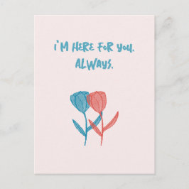 Hand-drawn blue and pink tulips mosaic-inspired briefkaart