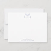Hand Drawn Blue Bow Monogram Note Card Kaart (Voorkant)