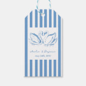 hand drawn Blue Couple Swan Whimsical Wedding Cadeaulabel (Voorkant)