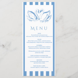 hand drawn Blue Couple Swan Whimsical Wedding Menu