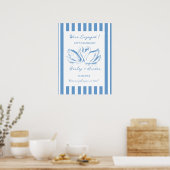 hand drawn blue  Couple Swan Whimsical Wedding Poster (Keuken)