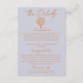 Hand Drawn Blue Orange Floral Wedding Details Informatiekaartje (Voorkant)