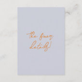 Hand Drawn Blue Orange Floral Wedding Details Informatiekaartje (Achterkant)