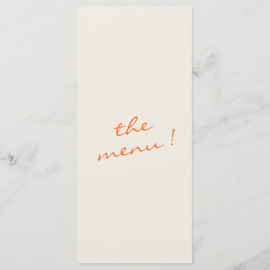 Hand Drawn Blue Orange Whimsical Wedding Menu (Achterkant)