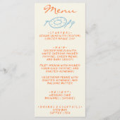 Hand Drawn Blue Orange Whimsical Wedding Menu (Voorkant)