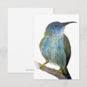Hand-drawn blue tinted hummingbird notecard. bedankkaart (Voorkant / Achterkant)
