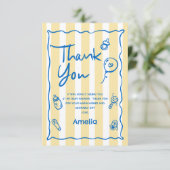 Hand Drawn Blue Yellow Ciao Baby Thank You Card Bedankkaart (Staand voorkant)