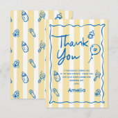 Hand Drawn Blue Yellow Ciao Baby Thank You Card Bedankkaart (Voorkant / Achterkant)