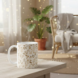 Hand Drawn Boho Leaf Pattern Koffiemok