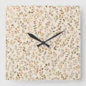 Hand Drawn Boho Leaf Pattern Vierkante Klok (Voorkant)