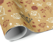 Hand-drawn Boho Wildflower and Berry Print Cadeaupapier (Rol Hoek)