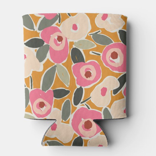 Hand-Drawn Bold Inky Floral Pattern- Sunlit Meadow Blikjeskoeler (Achterkant)