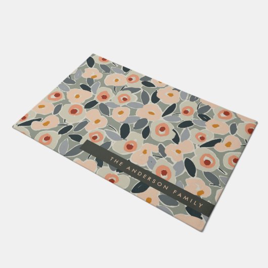 Hand-Drawn Bold Inky Floral Pattern- Sunlit Meadow Deurmat (Schuin)