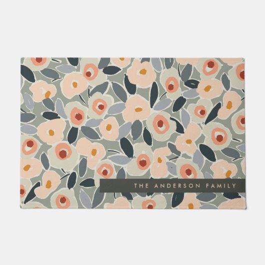 Hand-Drawn Bold Inky Floral Pattern- Sunlit Meadow Deurmat (Voorkant)