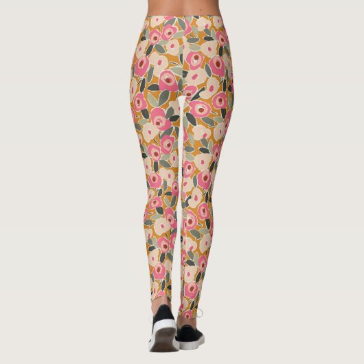 Hand-Drawn Bold Inky Floral Pattern- Sunlit Meadow Leggings (Achterkant)