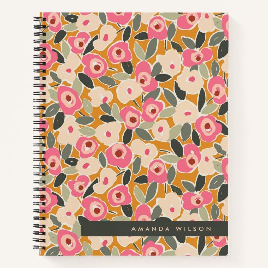 Hand-Drawn Bold Inky Floral Pattern- Sunlit Meadow Notitieboek (Voorkant)