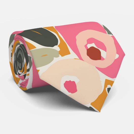 Hand-Drawn Bold Inky Floral Pattern- Sunlit Meadow Stropdas (Opgerold)