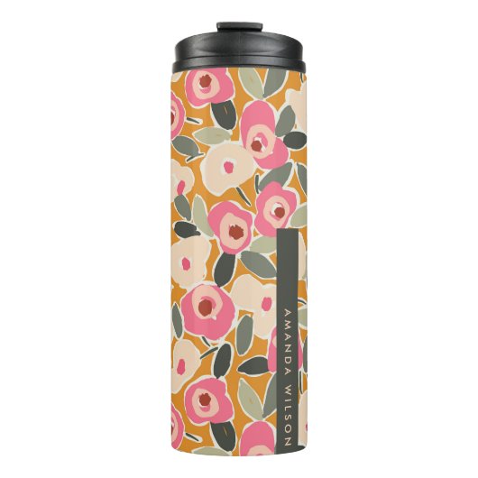 Hand-Drawn Bold Inky Floral Pattern- Sunlit Meadow Thermosbeker (Voorkant)