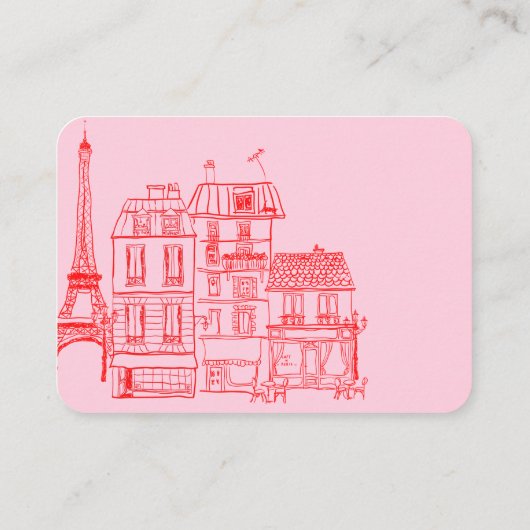 Hand Drawn Bonjour Bebe French Red Pin Baby Diaper Informatiekaartje (Achterkant)