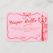 Hand Drawn Bonjour Bebe French Red Pin Baby Diaper Informatiekaartje (Voorkant)