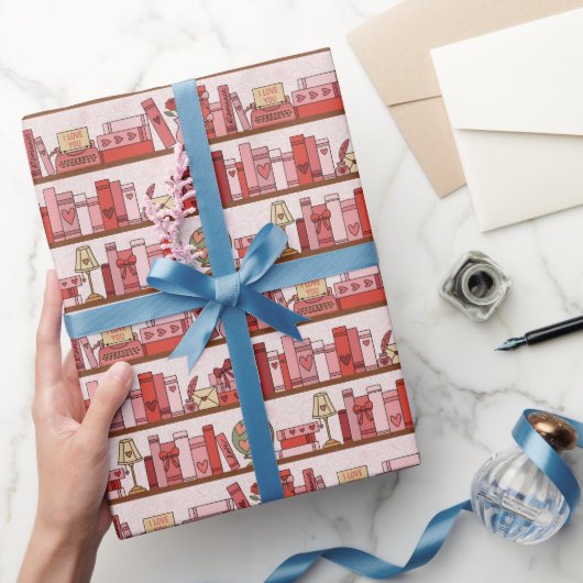 Hand Drawn Book Lover Pattern Wrapping Paper Roll Cadeaupapier (Geschenken)