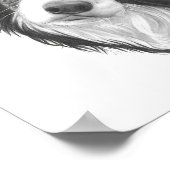 Hand Drawn Border Collie Dog Portret Poster (Hoek)