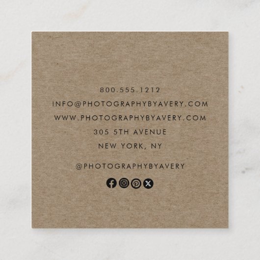 Hand drawn Botanical Greenery Minimal Rustic Vierkante Visitekaartje (Achterkant)