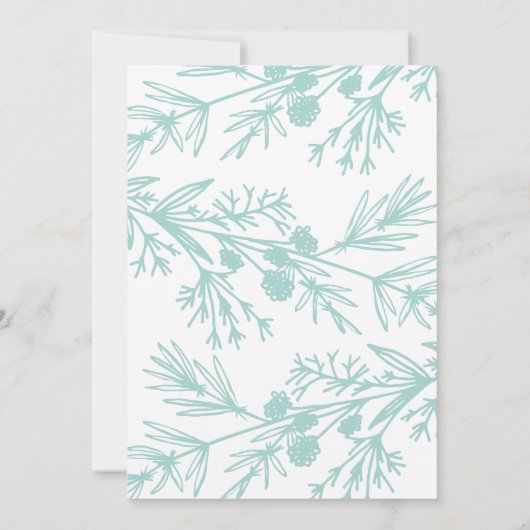 Hand Drawn Botanical Leaves Wedding Invitation Kaart (Achterkant)
