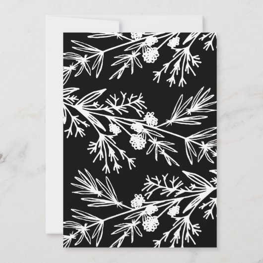 Hand Drawn Botanical Leaves Wedding Invitation Kaart (Achterkant)