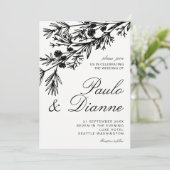 Hand Drawn Botanical Leaves Wedding Invitation Kaart (Staand voorkant)