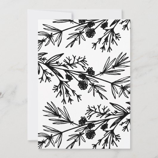 Hand Drawn Botanical Leaves Wedding Invitation Kaart (Achterkant)