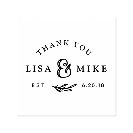 Hand Drawn Botanical Wedding Favor Dank je Zelfinktende Stempel (Design)