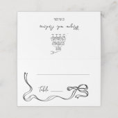 Hand drawn bow champagne tower Wedding Place card Plaatskaartje (Buitenkant ongevouwen)